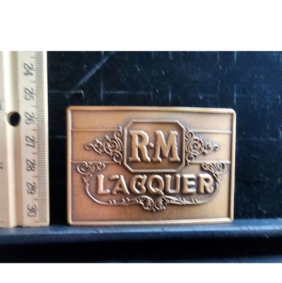 Vintage R•M Lacquer Advertising Belt Buckle Used Great Shape